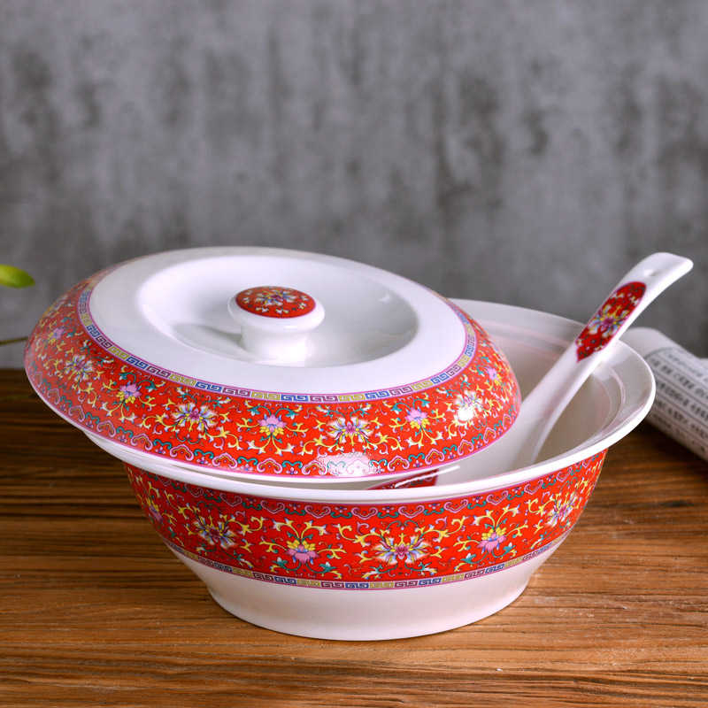 Jingdezhen ceramics high - capacity ceramic soup basin product pot soup bowl Chinese style household big spoon, creative archaize to use