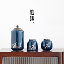 He anecdotes Fancy Tea Leaf Jars Seal Tank Ceramic Portable Tea Storage Tank Size Number Home Tea Jar Moisture-proof Tea bin
