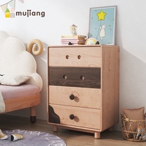 Childrens four-drawer cabinet solid wood locker Childrens room drawer type toy storage cabinet Bedroom small apartment wall cabinet