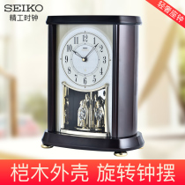 SEIKO Japan Seiko solid wood seat bell Chinese retro Nordic Living room Creative desk bell Large number desktop clock