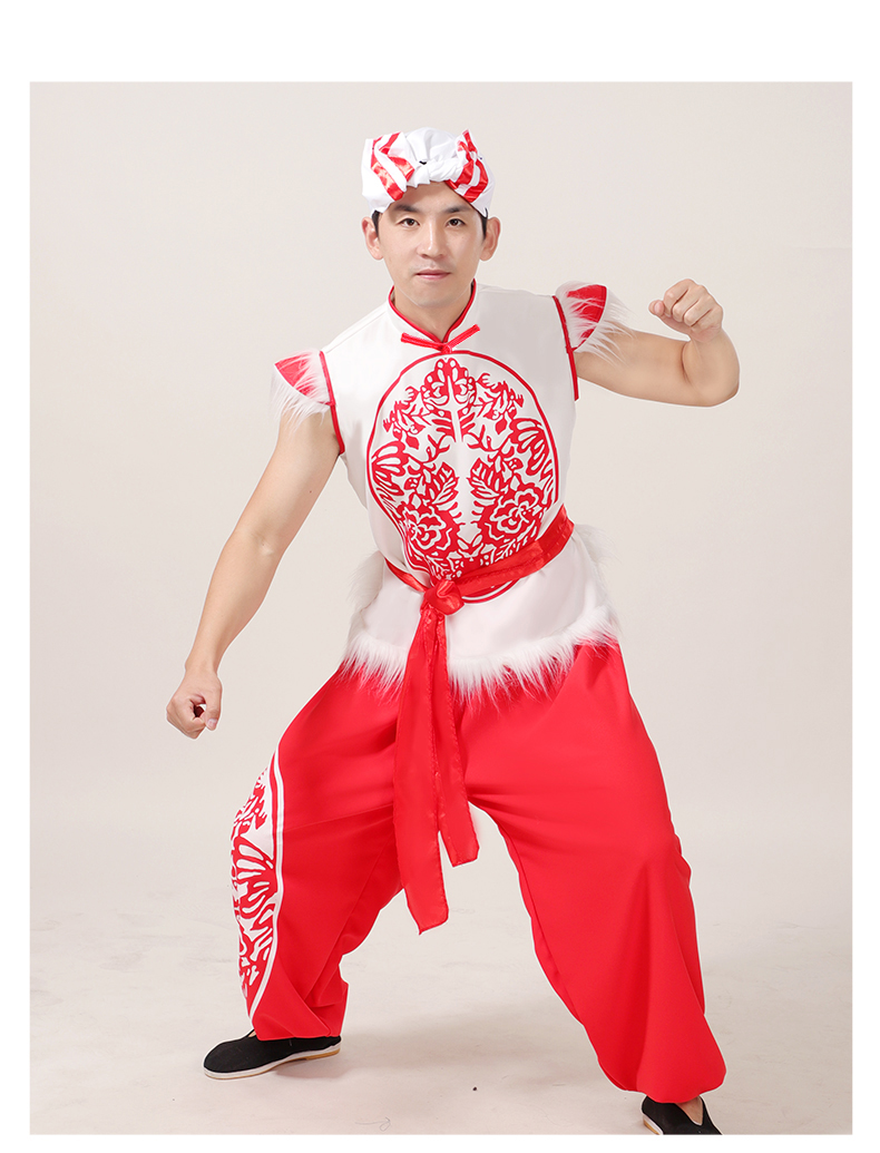 新款陕北安塞腰鼓服传统舞狮打鼓龙舟服陕西广场舞秧歌民歌舞台装