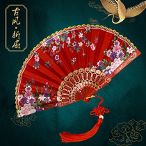 Dance fan is well opened plastic folding fan China fan fan gown show lace ancient fan fan dance fan fan