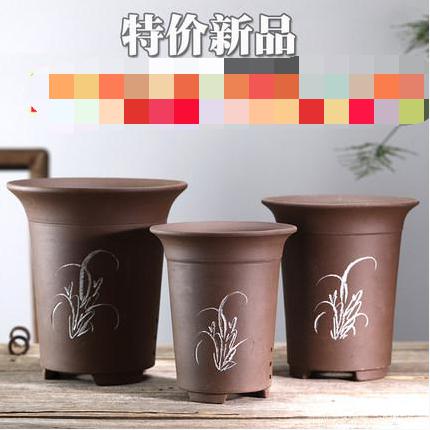 Deepen the potted simple elegant basin purple sand clay flowerpots large coarse sand ceramic bluegrass basin landscape