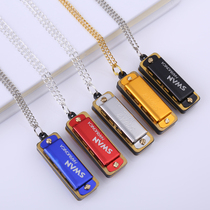 Swan harmonica 4 Hole 8 tone mini necklace small harmonica keychain hanging ornaments student children birthday small gifts wholesale