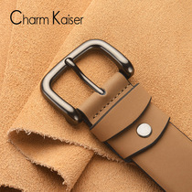 Small CK pure cowhide belt mens retro casual velvet belt mens middle-aged and young students all-match jeans belt men