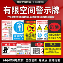 Limited space safety warning card Dangerous operation warning card identification card idlers are not allowed to enter the confined space Marking sign warning indication warning limited space risk safety warning card custom-made