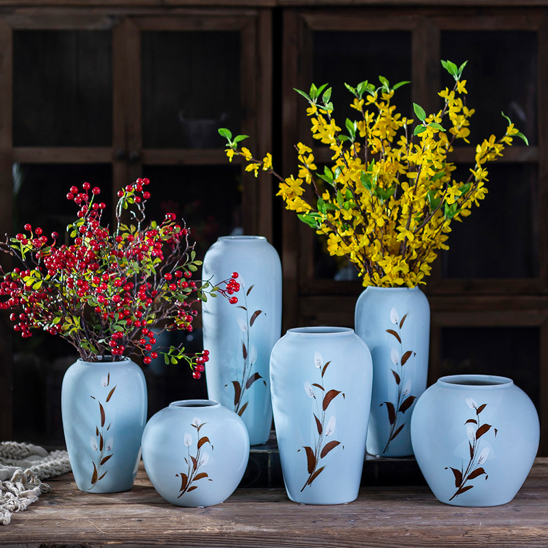 Nordic hand - made of rural wind ceramic vase furnishing articles sitting room dry flower arranging flowers water raise TV cabinet creative decoration