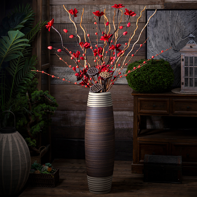 Tall, ceramic decorative dried flowers of large vase sitting room porch Chinese style restoring ancient ways furnishing articles American flower implement arranging flowers