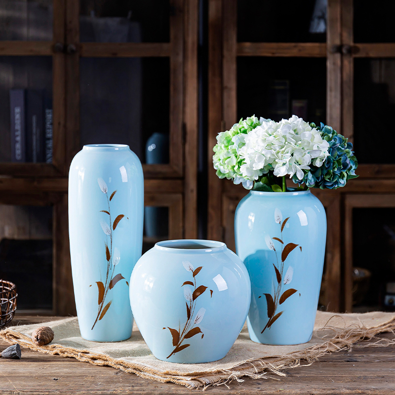 Nordic hand - made of rural wind ceramic vase furnishing articles sitting room dry flower arranging flowers water raise TV cabinet creative decoration