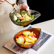 Fruit plate Crystal glass living room household fruit plate creative plate modern Nordic style net black tea several ins style