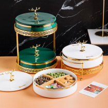 Dried fruit plate candy box household modern living room double-layer melon seed snack plate light luxury snack nut grid storage box