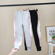 Girls' pants spring autumn and winter 2022 foreign vibe outerwear suede medium and large children's casual sports pants sweatpants