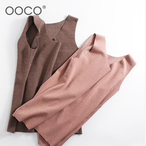 ooco orange fleece vest women winter warm thick hair inner slim seamless bottoming top