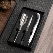 Six Gentleman suit Gongfu Tea Road Zero-fit tea Accessories Tea Table Tweezers Tea Tray Tea Pinch Tea Knife Tea Spoon Three Sets