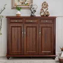 American shoe cabinet balcony solid wood shoe cabinet painted cupboard entrance cabinet large capacity multi-layer storage locker porch cabinet against wall