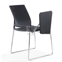 Kaisa Modern black solid steel foot training chair with writing board Stacking conference room chair Student training chair