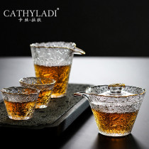 Cathyladi Japanese Hammered Teacup Kung Fu tea set Heat-resistant glass thickened master cup Single tea cup Cup