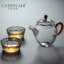Cathyladi Japanese Kung Fu tea set Tea maker Heat-resistant thickened household simple transparent mini glass Teapot
