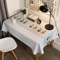 Tablecloth fabric waterproof and oil-proof disposable Nordic Net red desk ins student dormitory tablecloth pvc table tea table mat