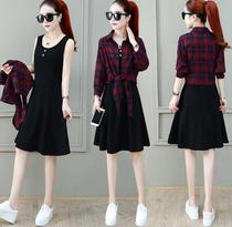 Two-piece single shirt re-clothes city large size womens 2020 spring and autumn clothes set fat sister shirt Womens jumpsuit