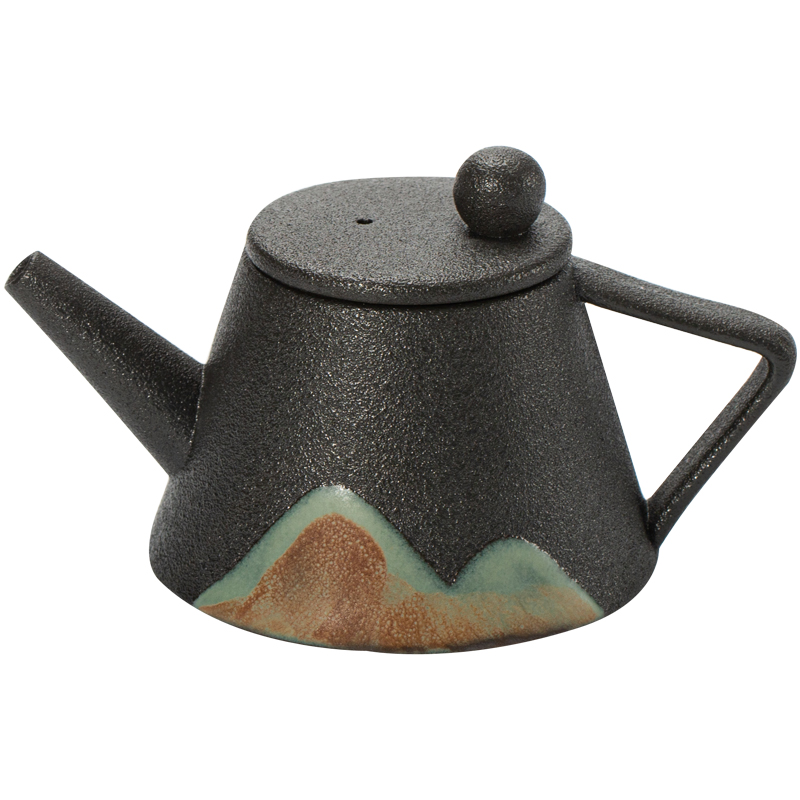 Distant mountains thick some ceramic teapot single pot of Japanese porcelain kung fu tea set one small white pottery teapot with a family of black pottery teapot