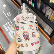 Thermos Cup female portable high-value Student water cup with straw children cute kettle Net Red big belly cup large capacity