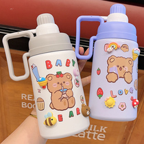 Thermos Cup female cute portable large-capacity water cup stainless steel portable kettle household net red suction tube Cup high color value