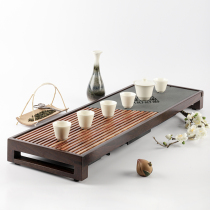 Ebony solid wood tea tray Household dry bubble black gold stone tea table water storage drawer type Chinese living room modern simple tea sea