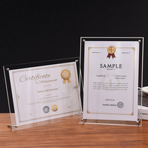Transparent acrylic photo frame table A4 business license frame Wall 8 10 12 inch power of attorney certificate certificate frame
