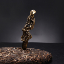 Pure copper tea knife Taihu stone tea needle Antique Puer knife Tea knife black tea pry tea cone Household Kung Fu tea accessories