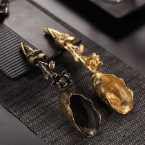 Non-artisan pure copper tea is divided into tea spoons tea shovels creative lotus teaspoons Zen tea ceremony six gentlemen Kung Fu tea accessories