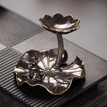 Non-artisan pure copper creative cover set Kung Fu tea set Silver pot Teapot cover holder Copper pot cover rack Tea ceremony accessories Tea pet ornaments