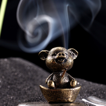 Pure copper tea pet ornaments Boutique incense holder incense insert can raise Pixiu personality cover set creative lucky Zen tea set accessories