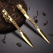 Pure copper Orangutan tea knife Handmade tea needle Puer knife Tea knife Household black tea pry tea cone Kung Fu tea accessories