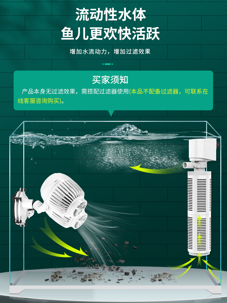 Fish Tank Wave Pump Surfing Pump Aquarium Small Wave Pump Ultra-Quiet Flow Pump Circulation Aerator Manure Blower