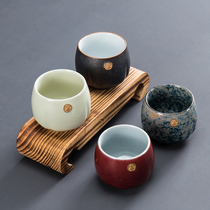 Kung Fu Tea Cup Ceramic Tea Calender Single Owner Cup Small Tasting Cup Tempura Kiln Roughening Ceramic Tea Bowl Gift