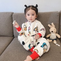 Baby sleeping bag four seasons general autumn and winter baby thick cotton flannel winter male leg daughter anti 1108i