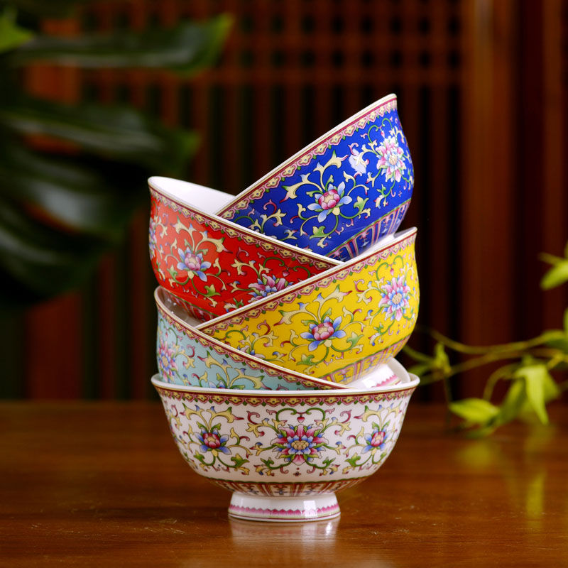 Jingdezhen ceramics rice bowls of Chinese style household ipads porcelain tableware 4.5 inches tall bowl archaize longevity bowl of custom