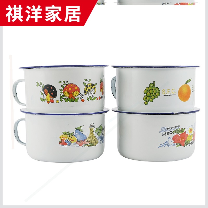 Students in the bowls with cover the old household porcelain basin classic nostalgic lunch box creative move thickening enamel POTS in the kitchen