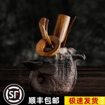 Shizuoka Tea Ceremony Six gentlemen coarse pottery tea tube Chicken wing wood tea clip Tea needle Ceramic Kung Fu tea set Tea ceremony accessories
