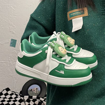 Back Force Pops to Black Green Sleeping Pigs Big Head Shoes Women 2022 Spring Casual 100 Hitch Shoes Ins Chains Tide Little White Shoes
