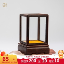 Red sour branch glass cover Walnut Wen play antique crafts decoration mini mahogany dust cover display box can be customized