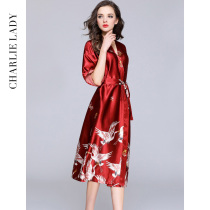 Spring and Autumn bride morning gown Wedding silk sexy nightgown Red wedding bridesmaid bridesmaid gift year of life pajama woman