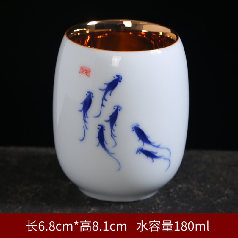 Gold hand - made ceramic cups kung fu tea set of blue and white porcelain accessories large master cup single cup cup sample tea cup cup