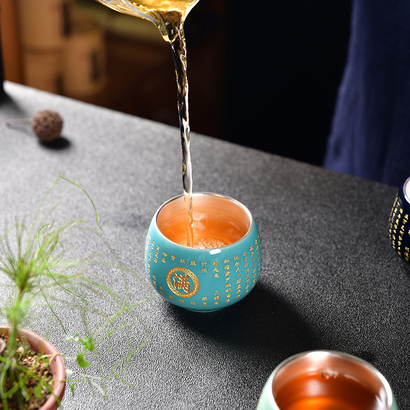 Private custom ceramic tea cup sample tea cup, single glass cup kung fu tea set small bowl lettering name master