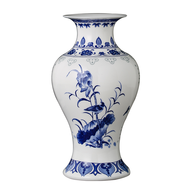 Blue and white and exquisite porcelain of jingdezhen ceramics thin foetus floret bottle of Chinese ancient frame decorate the sitting room TV ark, furnishing articles