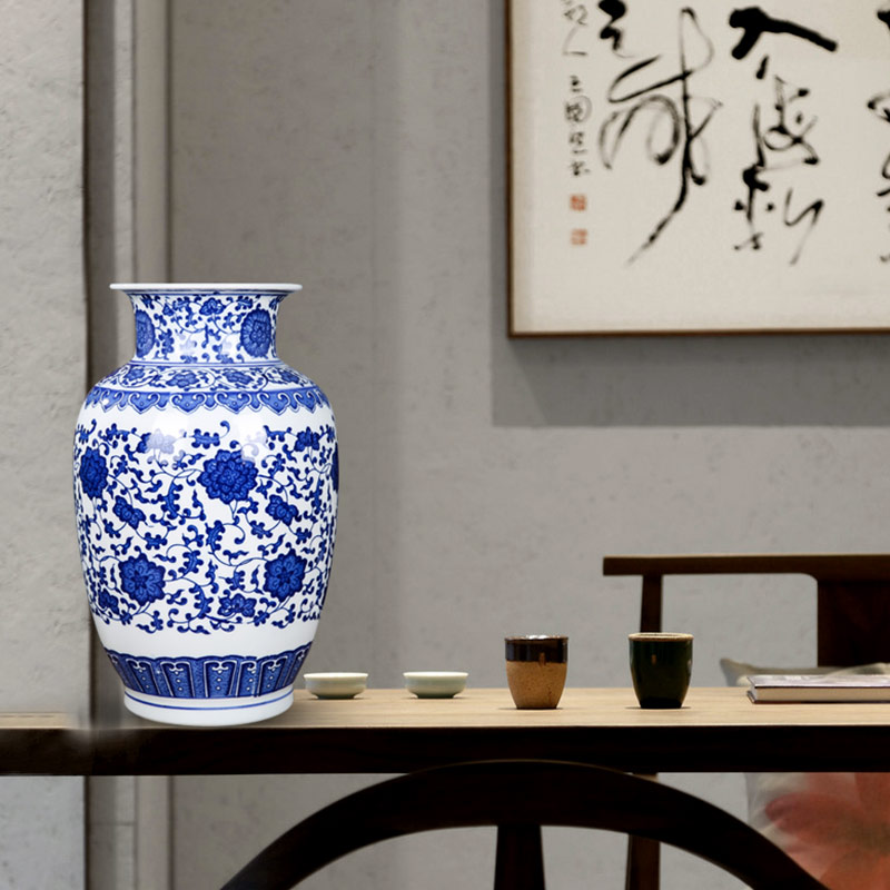 Leon porcelain jingdezhen ceramics antique blue and white porcelain vases, the sitting room TV ark place, Chinese style household decorations