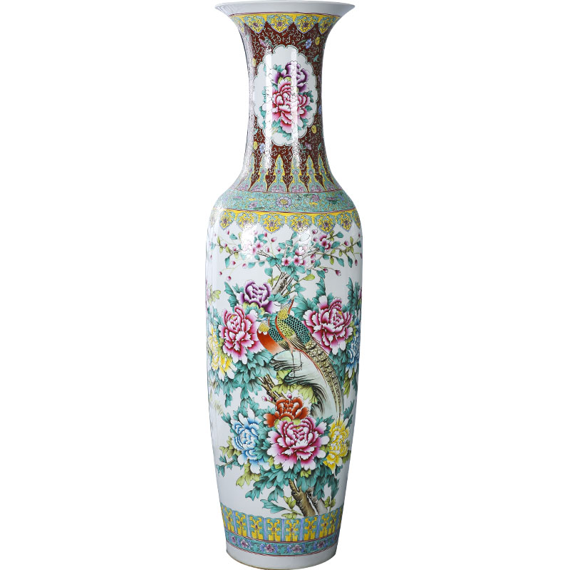 Jingdezhen ceramics landing a large vase pastel hand - made notes tong prosperous household of Chinese style living room place the lobby