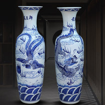 Handdrawn Blue Flower Fengzheng Vase Jingdezhen Ceramics Large Porcelain Bottle Living Room Decoration