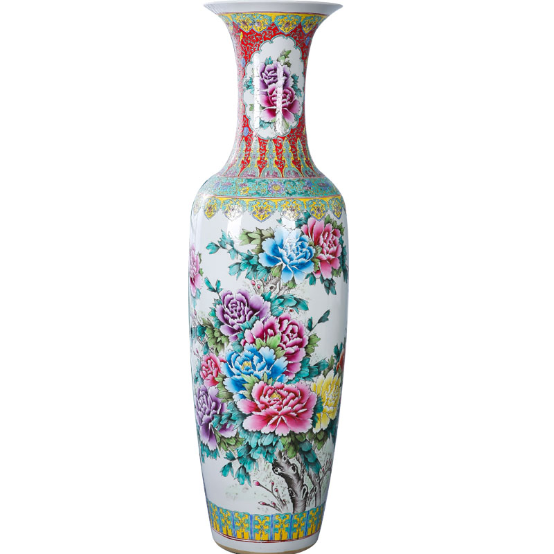 Jingdezhen ceramics landing large vases, antique hand - made peony Chinese penjing sitting room decoration as the opening